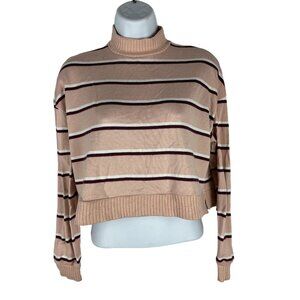 SO Brand Women's Striped Mock Neck Cropped Sweater Size XS Polyester & Spandex